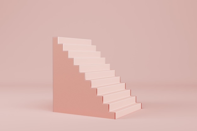 Cream pink color stairs on pastel background for product display