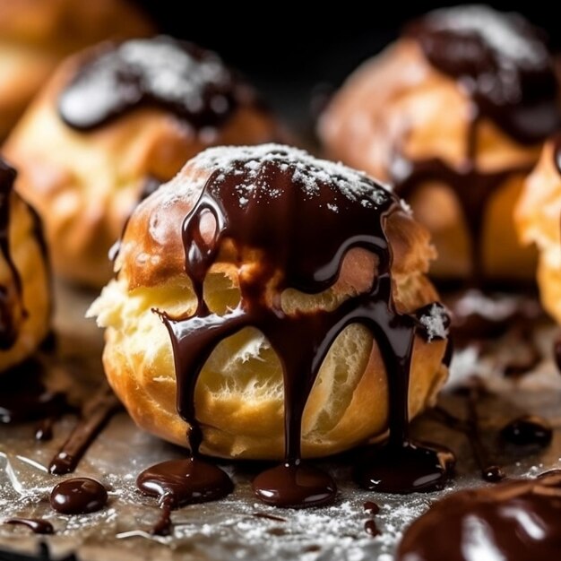 Foto cream puffs met chocolade ganache