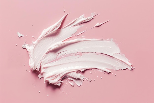 Cream smear on light pink background