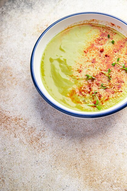 cream soup leek, vegetables, potato healthy meal food snack on the table copy space food background