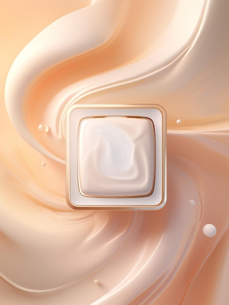 Cream in a square container on a white and pink background generative ai