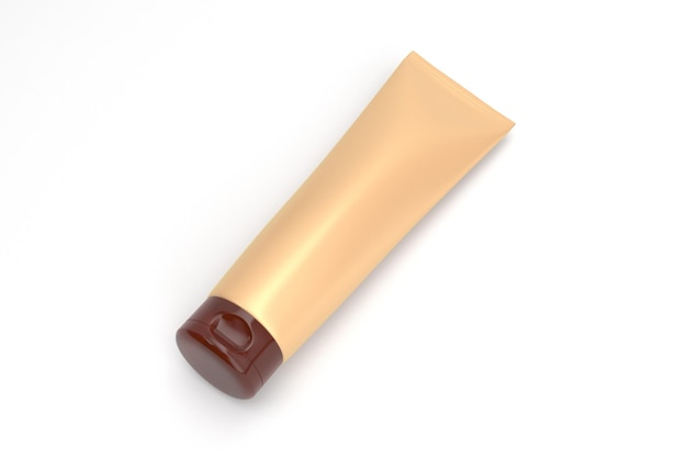 Cream Tube Isolated Left Side In White Background