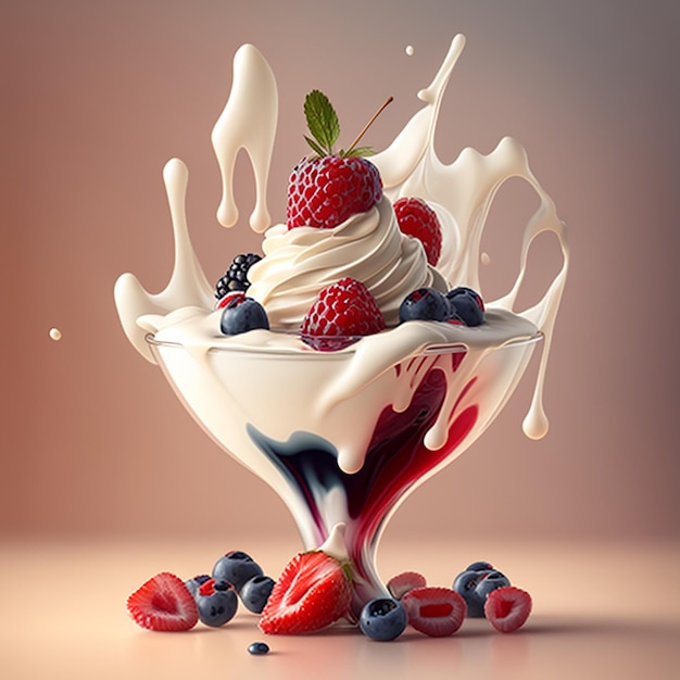 Cream with berries