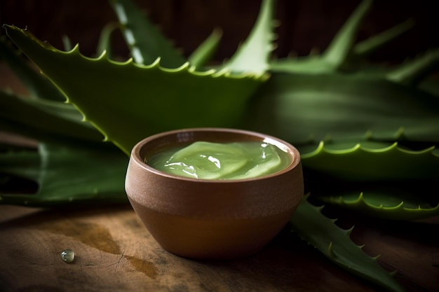 알로에 베라 (Aloe Vera) 의 잎과 프로 만든 크림