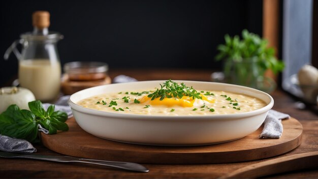 Foto maccheroni al forno cremosi e formaggio su uno sfondo pulito