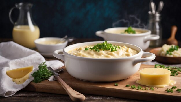 Foto maccheroni al forno cremosi e formaggio su uno sfondo pulito