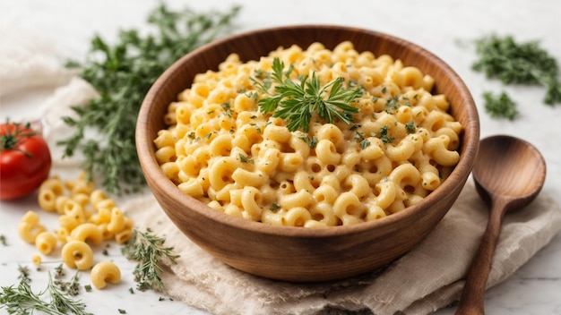 Creamy Baked Macaroni en Kaas op een schone achtergrond