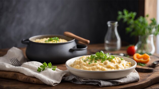 Creamy Baked Macaroni en Kaas op een schone achtergrond