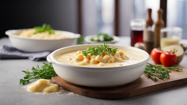 Creamy Baked Macaroni en Kaas op een schone achtergrond