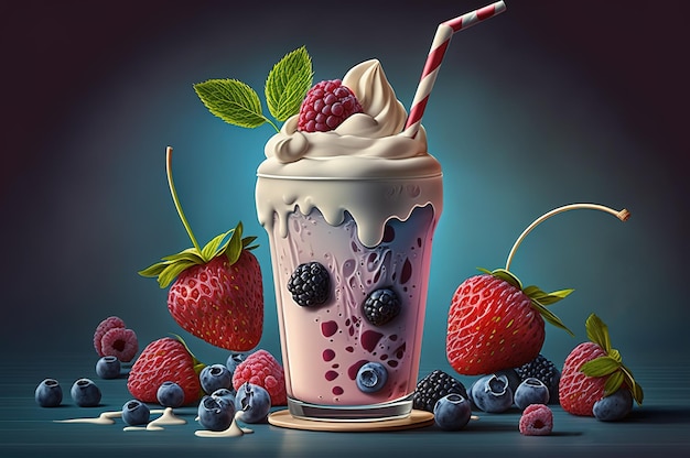 Creamy berry milkshake with a touch of milk