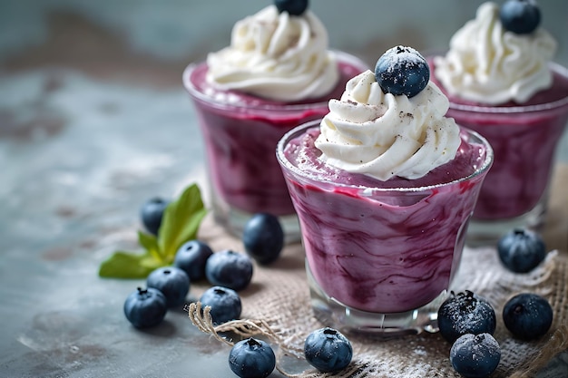 Creamy Blueberry Pudding in glazen