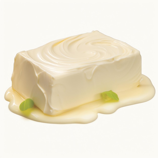 Creamy Butter on White Background