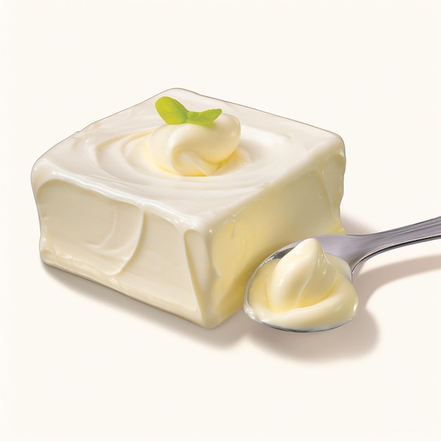 Creamy Butter on White Background