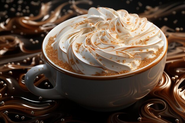 Photo creamy cappuccino artistic swirls