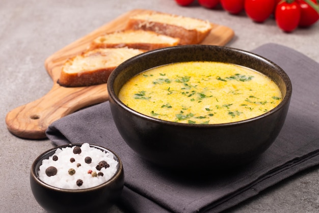 Creamy chicken and cheese soup. Comfort food.