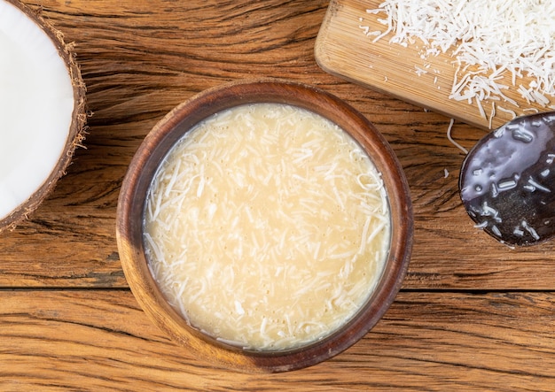 Creamy cocada traditional brazilian coconut candy with grated coconut