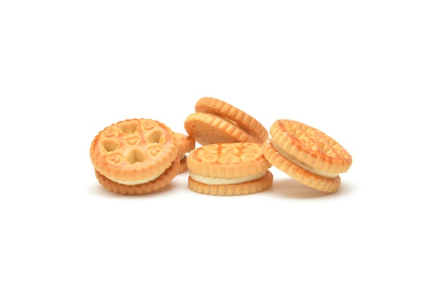 Creamy cookies on a white background