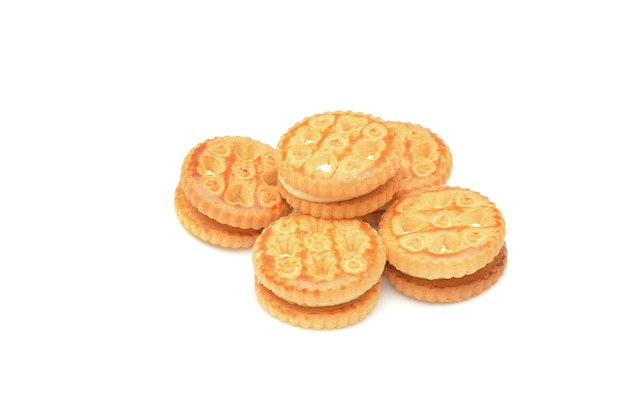 Creamy cookies on a white background