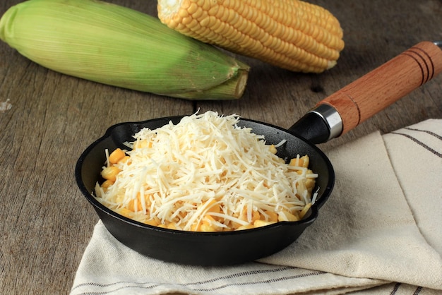 Creamy Corn with Cream and Grated Cheese