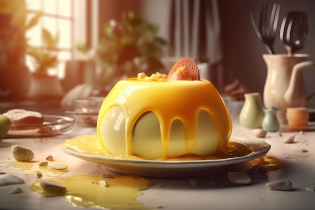 Creamy custard pudding Generate AI