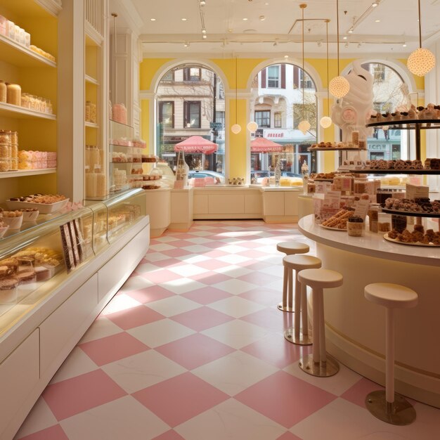 Photo creamy delights a luxurious cheesecake haven in nyc embracing modern elegance with luscious colors