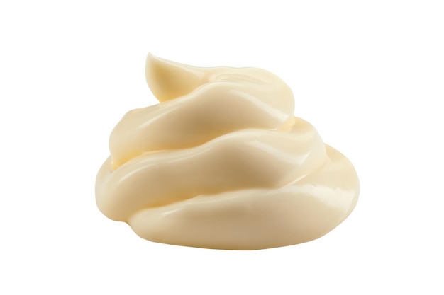 creamy mayonnaise isolated on white background with copy space for text or images. spices and sauces. food, cooking, restaurant concept. frame composition, close-up shot.