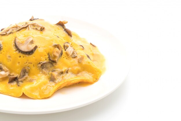 Creamy Omelet with Mushroom on Rice