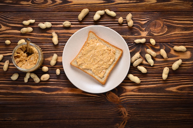 Creamy peanut butter with toast