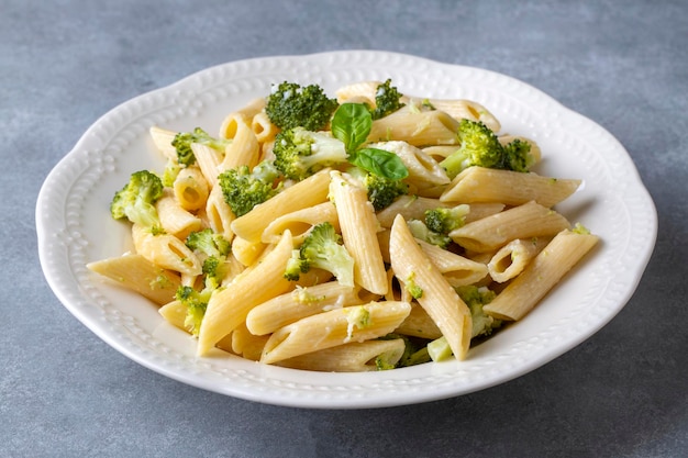 Creamy penne pasta with homemade broccoli and cheese Turkish name brokolili makarna