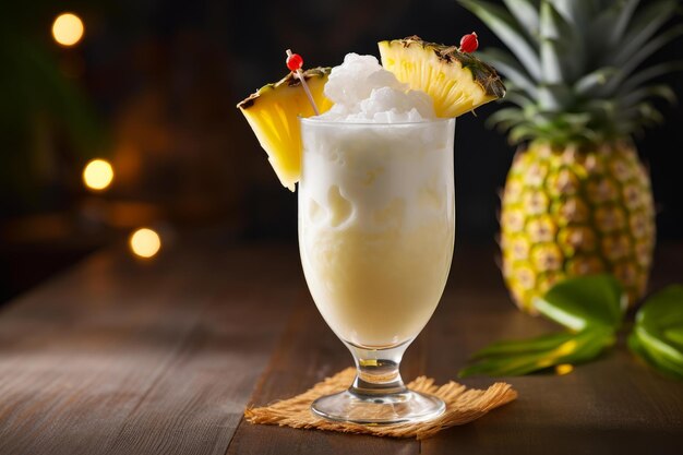 Photo creamy pina colada cocktail generate ai