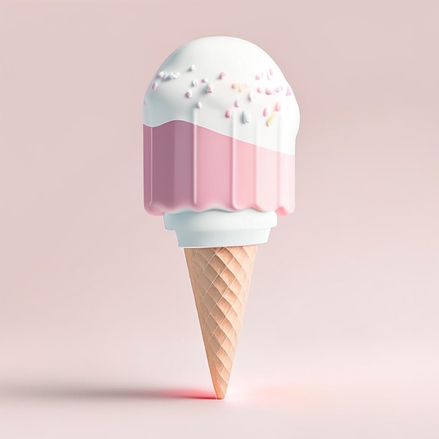 A creamy pink white ice cream candy sitting on a white background