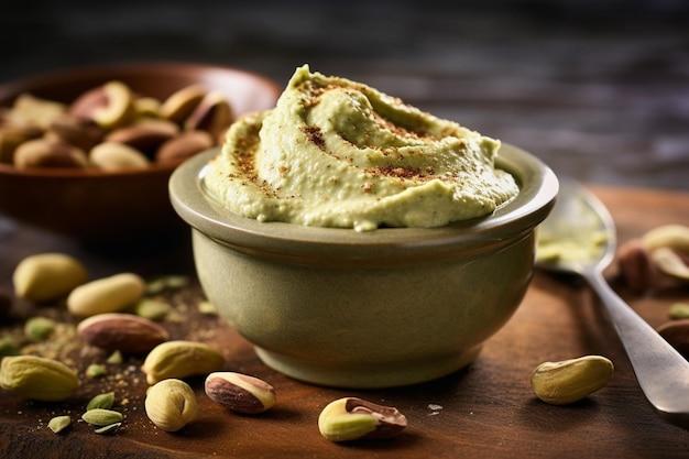 Creamy pistachio butter snack