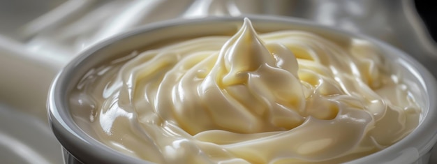 Creamy pudding swirling in a white bowl