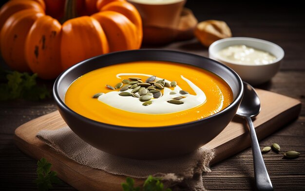 Creamy pumpkin soup elegance in a bowl