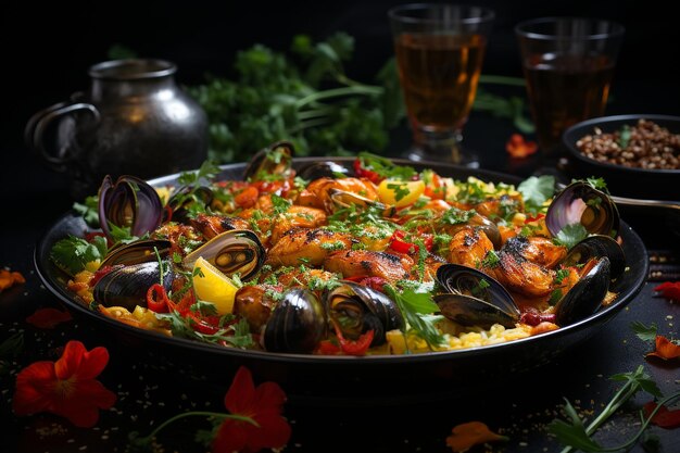 Creamy Seafood Paella Noodles