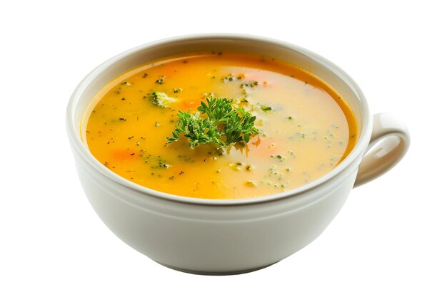 Photo creamy soup on white background