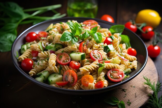 Foto ricetta cremosa per insalata di pasta vegana