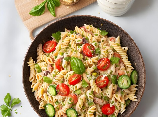 Creamy Vegan Pasta Salad vegan recipe | Premium AI-generated image