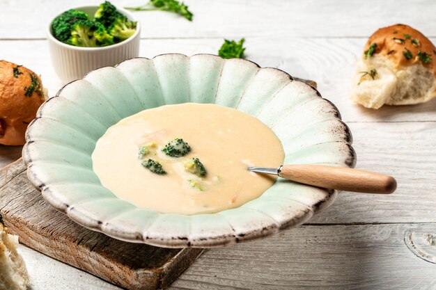 Creamy vegetarian soup in a bowl