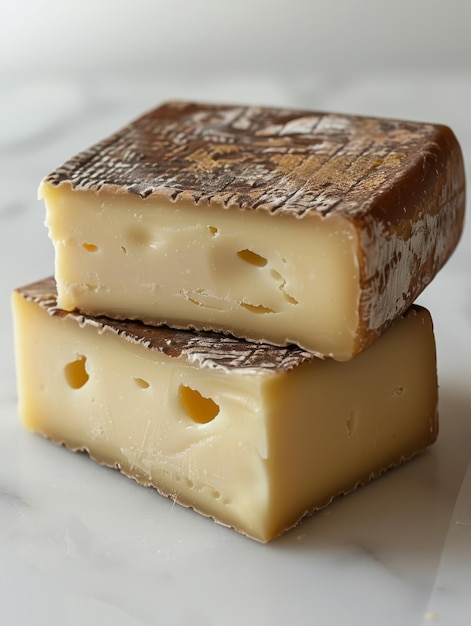 Creamy White Cheddar Cheese Low Side Angle View Generative AI