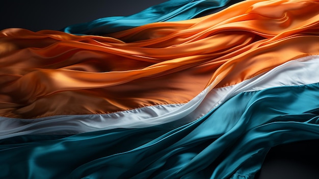 Creased indian flag photo on dark background 3d render