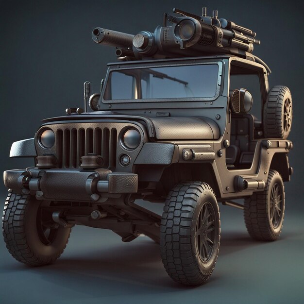 Создать 3D игровую модель джипа с пистолетом