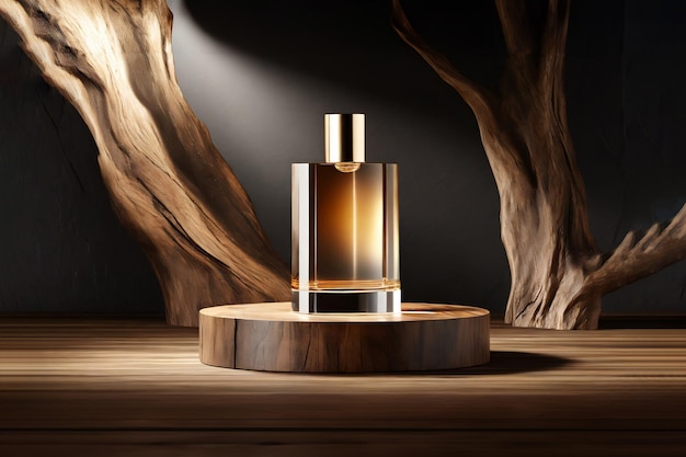 Фото Создайте 3d-сцену подиума с роскошным продуктом с элегантным освещением и парфюмерным фоном
