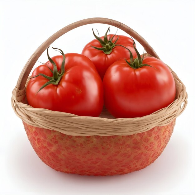 사진 색 배경 의 바구니 에 있는 은 토마토 에 대 한 매우 현실적 인 이미지 를 만들어