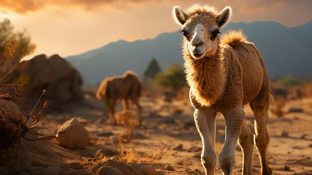 create_an_image_of_a_baby_dromedary_camel_playfully