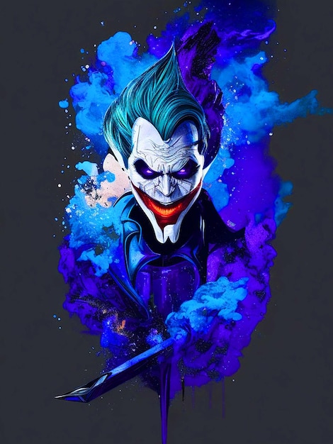 Photo create art a joker based on the film dark knights with phrasesgraphic design a mug flat design