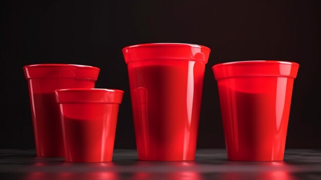 Create a bold and statementmaking look with this empty juice cups mockup in vibrant red