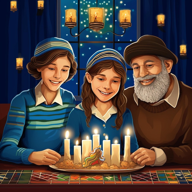 Photo create captivating illustrations or designs capturing the spirit of hanukkah the festival of lights