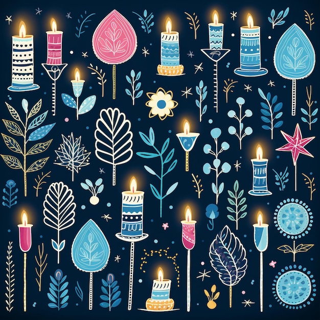 Photo create captivating illustrations or designs capturing the spirit of hanukkah the festival of lights