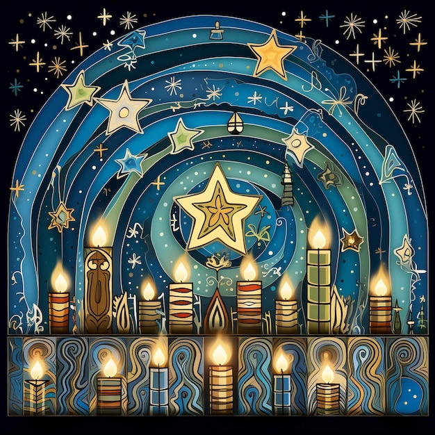 Photo create captivating illustrations or designs capturing the spirit of hanukkah the festival of lights